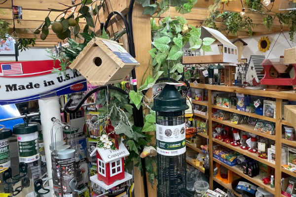 bird houses and feed